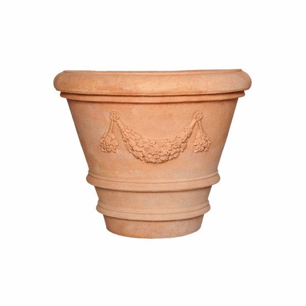 Mezzo Vaso Festonato – klassische, verzierte Wandvase aus Impruneta-Terracotta